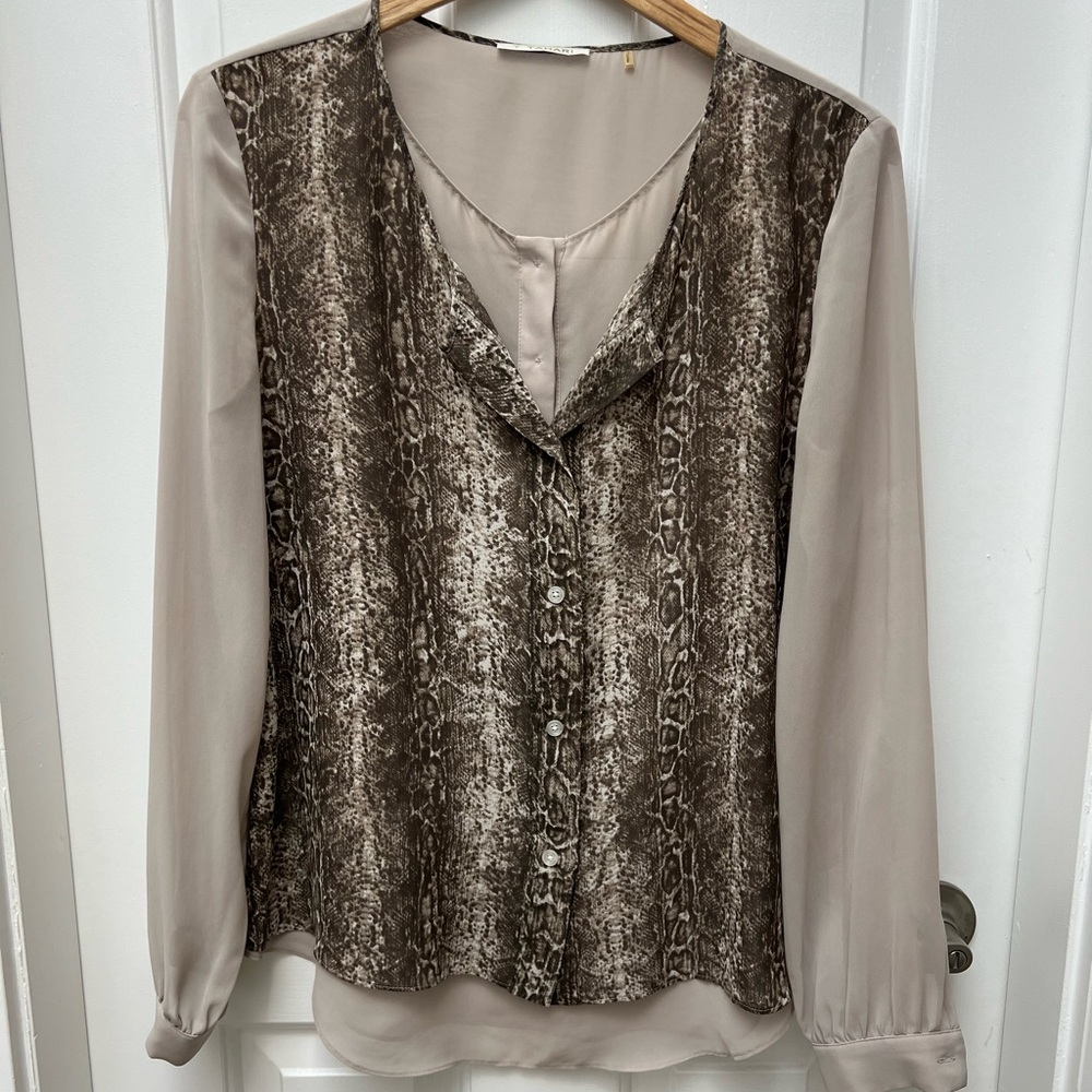 Tahari Brown Snake Print Blouse